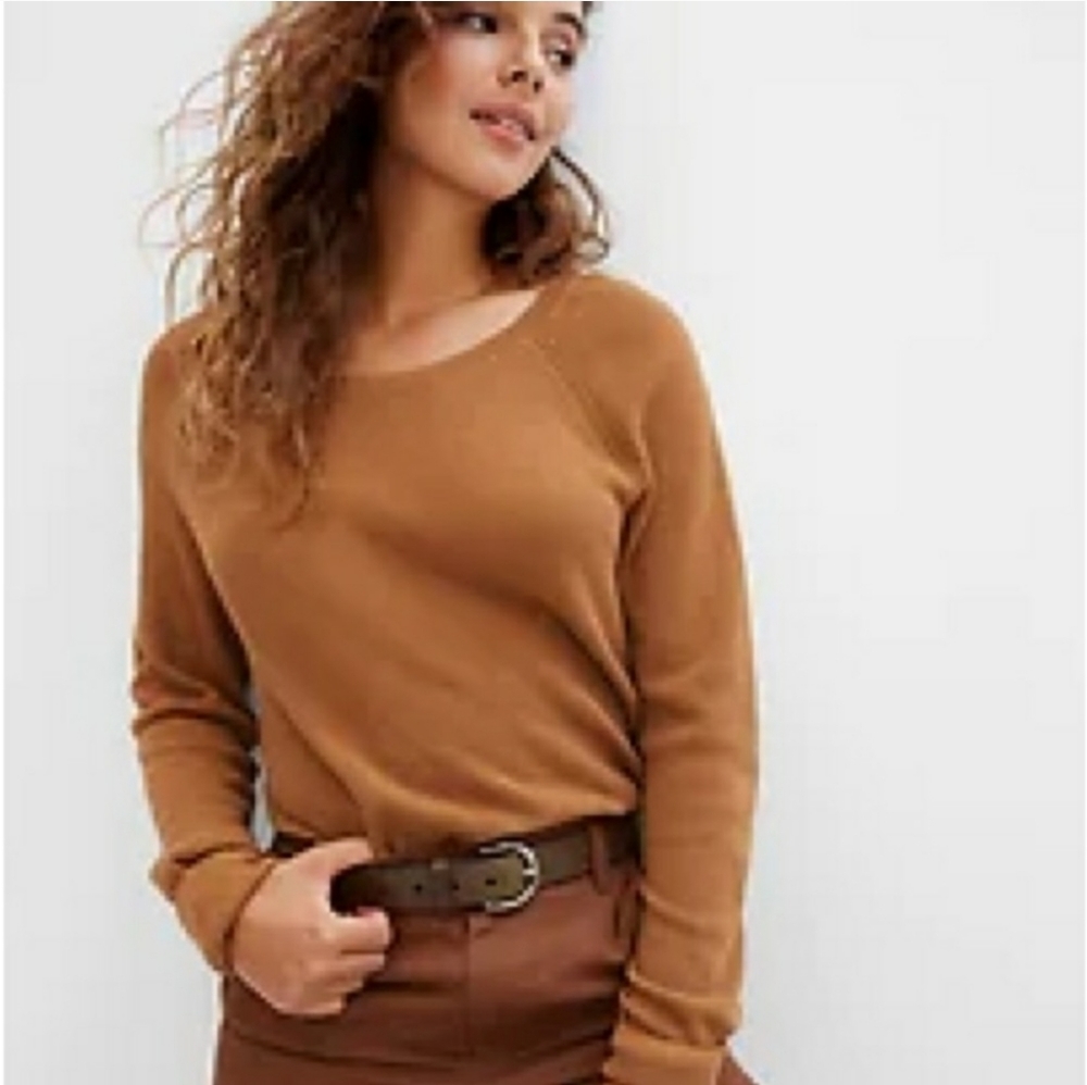 NWT Gap Crew Neck Tunic Sweater Size M Brown Classic Neutral Relaxed Earthy